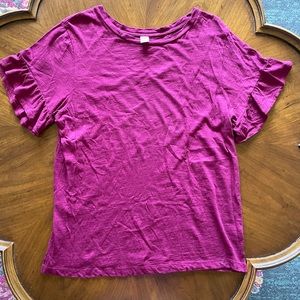 Old Navy Berry Ruffle Sleeve T-Shirt